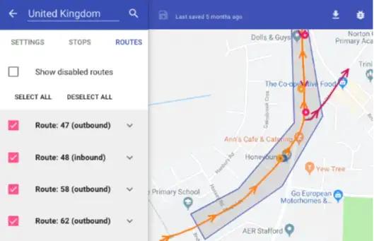 Polygon plotting UI from bus route data exporter web-app