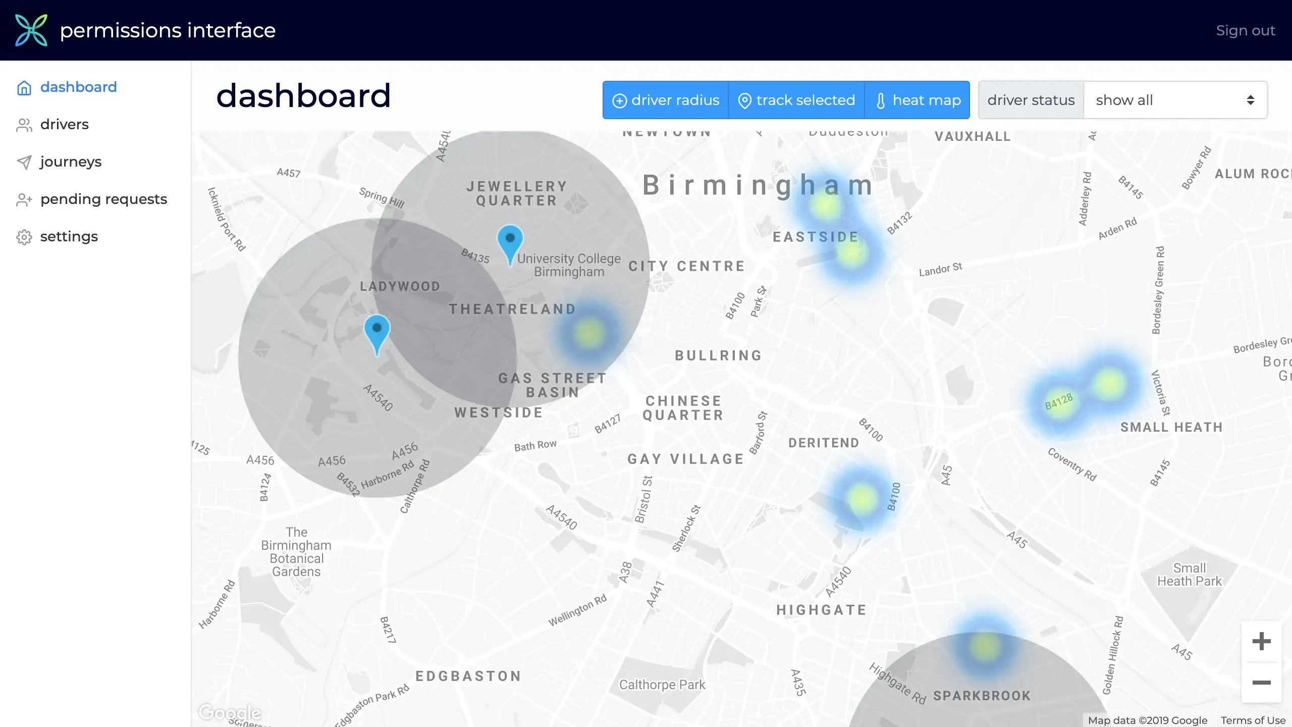 Xooox operator portal dashboard managing a private hire fleet